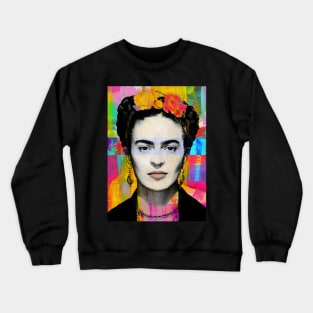 Frida Kahlo Colorful Pop Art Portrait Crewneck Sweatshirt